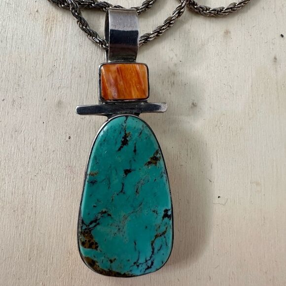 Vintage J.Rosetta Sterling Turquoise Necklace - Picture 5 of 9